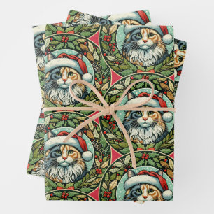 Hoja De Papel De Regalo Diluir a los Navidades del gato de Calico Maine
