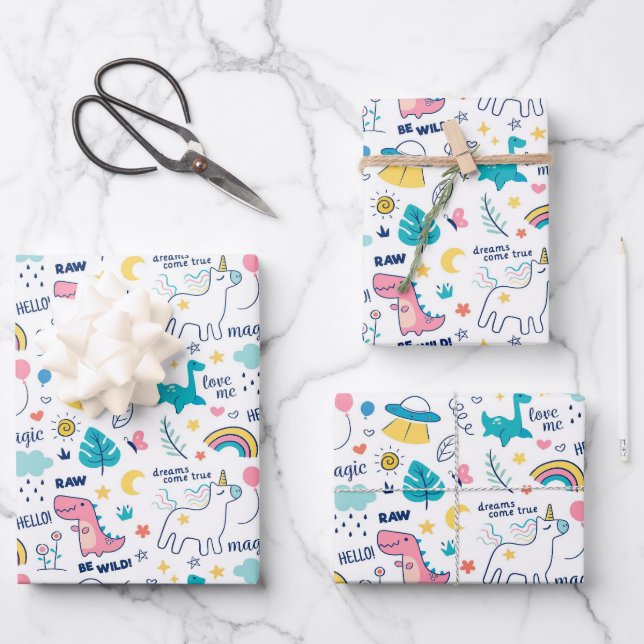 Hoja De Papel De Regalo Dino (Anverso)