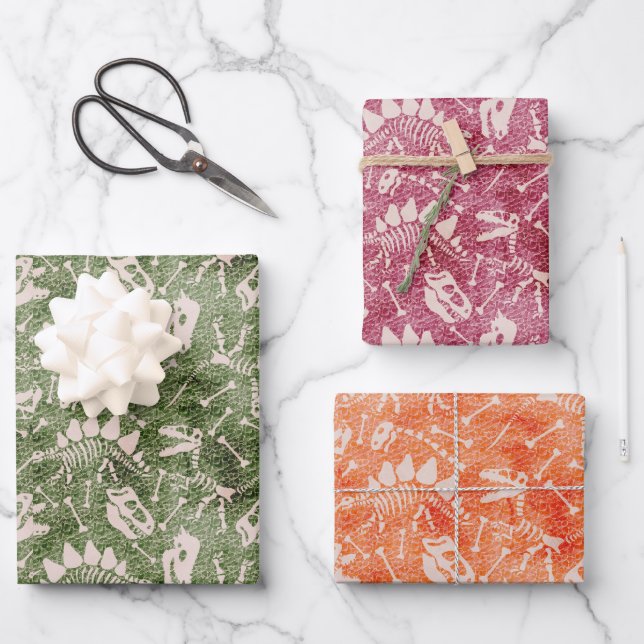 Hoja De Papel De Regalo Dino Dig multicolor (Anverso)