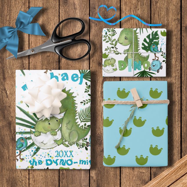 Hoja De Papel De Regalo Dino-mita personalizada para cualquier ocasión (Custom Dino-mite Any Occasion Wrapping Paper Sheets )