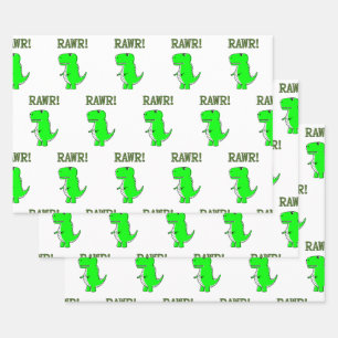 Hoja De Papel De Regalo Dino RAWR de T-Rex lindo y enojado