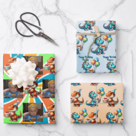 Hoja De Papel De Regalo Dinosaur T-rex tema Cumpleaños personalizado