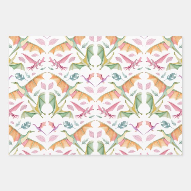 Hoja De Papel De Regalo Dinosaur Wrapping Paper Flat Sheet Set of 3 (Anverso 3)