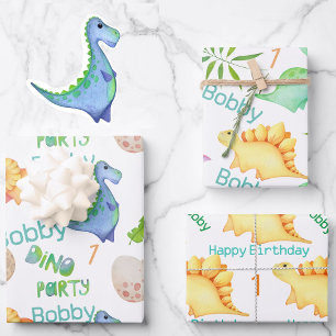 Hoja De Papel De Regalo Dinosaurio de los niños chinos de Cute personaliza
