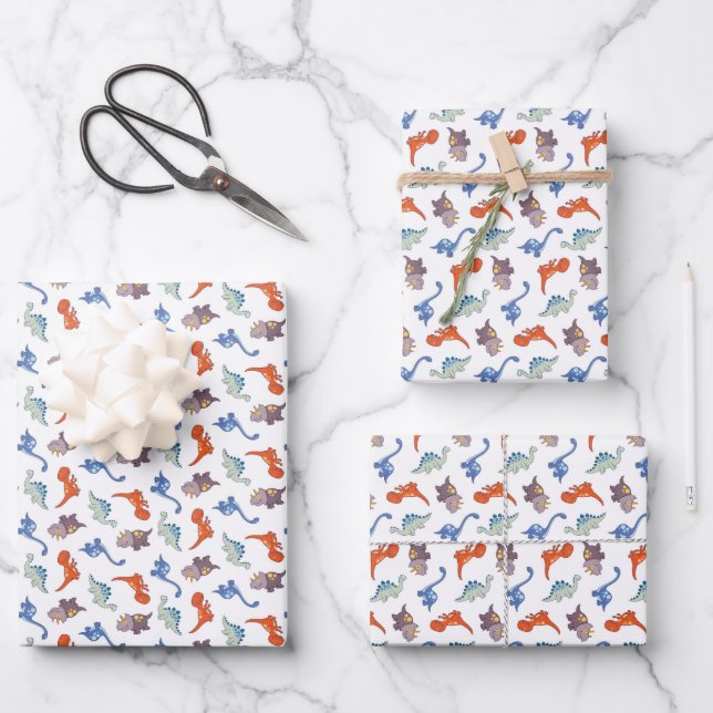Hoja De Papel De Regalo Dinosaurio Super Cute (Anverso)