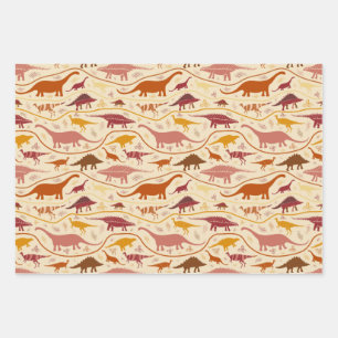 Hoja De Papel De Regalo Dinosaurios, 3 colores en los estrata-herbivores!