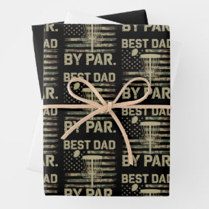Hoja De Papel De Regalo Disco de Golf Frisbee Mejor Papá Par Camo bandera