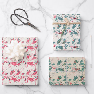 Hoja De Papel De Regalo Diseñado en rojo y verde para navidades