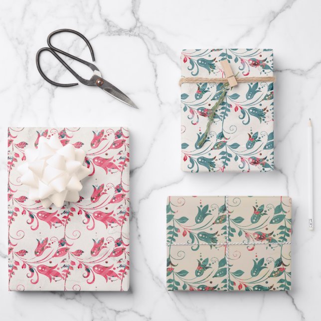 Hoja De Papel De Regalo Diseñado en rojo y verde para navidades (Anverso)