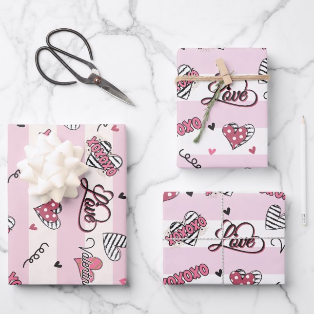 Hoja De Papel De Regalo Diseñado por El día de San Valentín XOXO (Anverso)