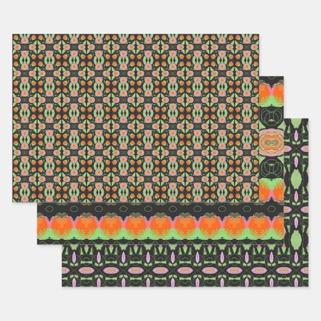 Hoja De Papel De Regalo Diseñador decorativo con patrones artísticos (Set)