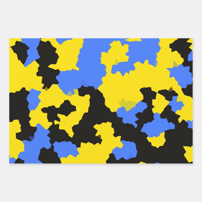 Hoja De Papel De Regalo Diseño abstracto amarillo azul negro (Anverso)