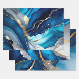 Hoja De Papel De Regalo Diseño Abstracto de Mármol Ágata Dorada Brillante