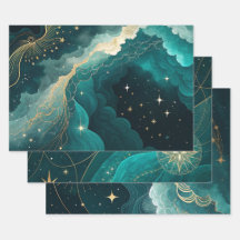 Diseño abstracto de mármol floral celestial dorado