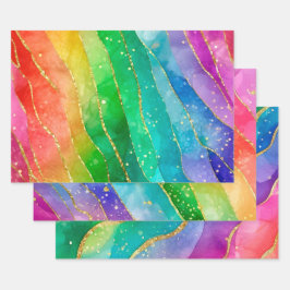 Hoja De Papel De Regalo Diseño abstracto de tinta de alcohol de arcoíris c