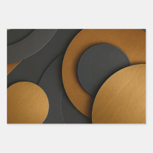 Hoja De Papel De Regalo Diseño abstracto geométrico de lujo negro y oro