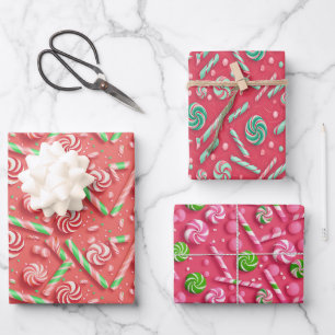 Hoja De Papel De Regalo Diseño colorido rosado y dulce de canto verde