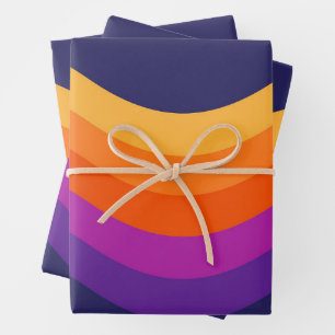 Hoja De Papel De Regalo Diseño colorido y sencillo de ondas retro
