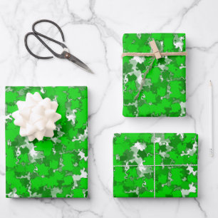 Hoja De Papel De Regalo Diseño de arte abstracto con follaje verde