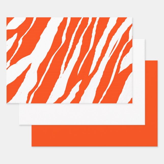 Hoja De Papel De Regalo Diseño de bandas de tigre MVB - Naranja y blanco (Set)