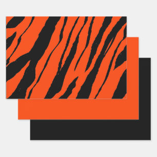 Hoja De Papel De Regalo Diseño de bandas de tigre MVB - Naranja y negro