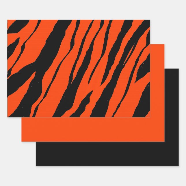 Hoja De Papel De Regalo Diseño de bandas de tigre MVB - Naranja y negro (Set)