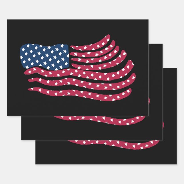 Hoja De Papel De Regalo Diseño De Bandera Blanca Y Azul Rojas (Set)