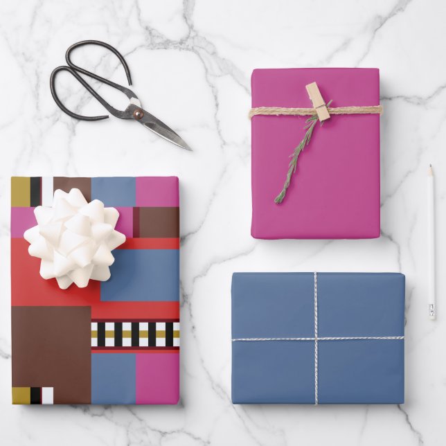 Hoja De Papel De Regalo Diseño de bloque retro 6 (Anverso)