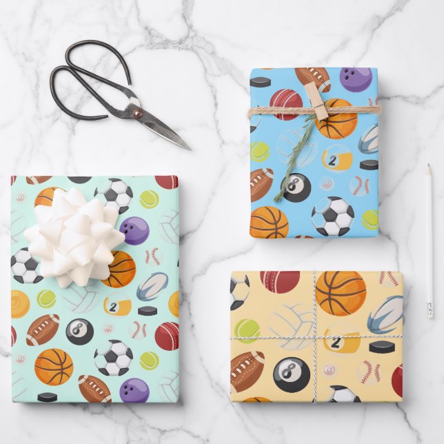 Hoja De Papel De Regalo Diseño de bolas deportivas (Anverso)