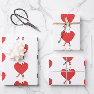 Hoja De Papel De Regalo Diseño de caracteres de amor de la forma del coraz