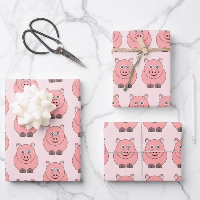 Hoja De Papel De Regalo Diseño de cerdo (Anverso)