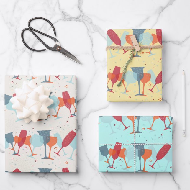 Hoja De Papel De Regalo Diseño de cócteles de celebración (Anverso)