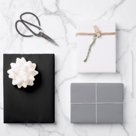 Hoja De Papel De Regalo Diseño de colores sólidos en blanco y gris negro