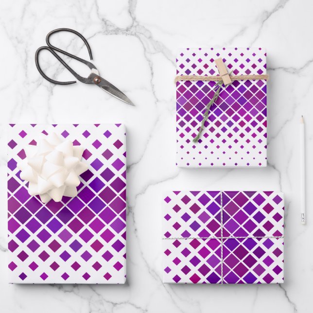 Hoja De Papel De Regalo Diseño de Diamantes Magenta Púrpura (Anverso)