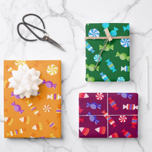 Hoja De Papel De Regalo Diseño de dulces para caramelos (Anverso)
