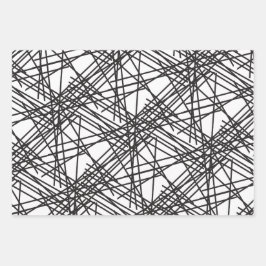 Hoja De Papel De Regalo Diseño de efectos de malla de línea negra