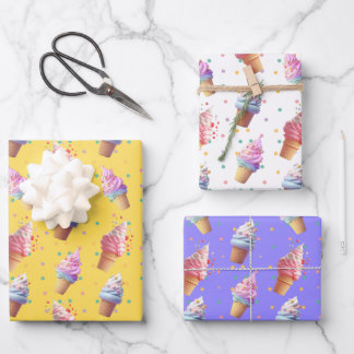 Hoja De Papel De Regalo Diseño de fiesta de helados de servicio suave