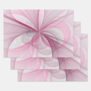 Hoja De Papel De Regalo Diseño de fractal gris rosa claro abstracto modern