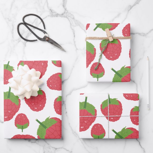 Hoja De Papel De Regalo Diseño de fruta de frambuesa (Anverso)