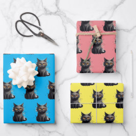 Hoja De Papel De Regalo Diseño de gato negro, pequeño pero aterrador