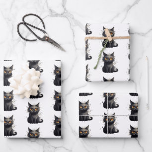 Hoja De Papel De Regalo Diseño de gato negro, pequeño pero aterrador