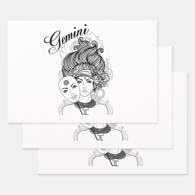 Hoja De Papel De Regalo Diseño de Gemini Zodiac (Set)