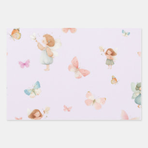Hoja De Papel De Regalo Diseño de guardería de mariposa patrón de hada pas