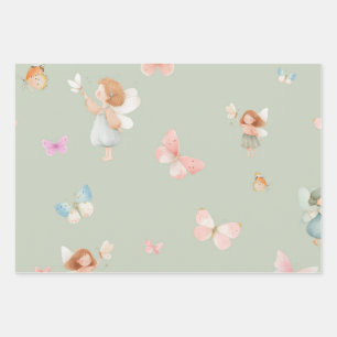Hoja De Papel De Regalo Diseño de guardería de mariposa patrón de hada pas