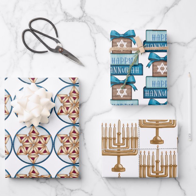 Hoja De Papel De Regalo Diseño de Hanukkah (Anverso)