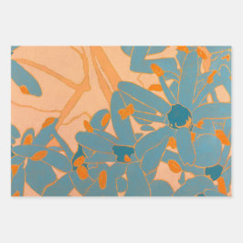 Hoja De Papel De Regalo Diseño de hoja contemporáneo en melocotón