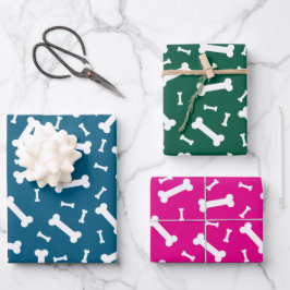 Hoja De Papel De Regalo Diseño de huesos de perro blanco