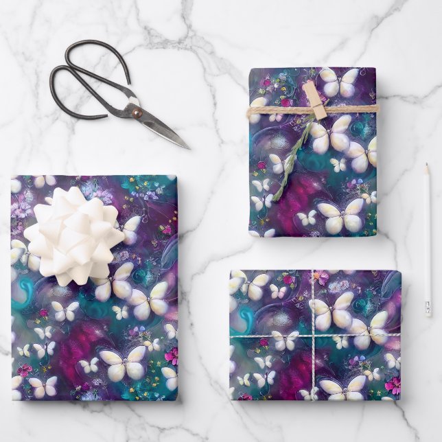 Hoja De Papel De Regalo Diseño de la serie de mariposa mística 5 (Anverso)