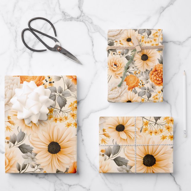 Hoja De Papel De Regalo Diseño de la serie floral otoño 1 (Anverso)