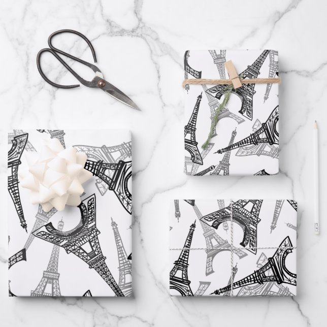 Hoja De Papel De Regalo Diseño de la Torre Eiffel París Francia (Anverso)